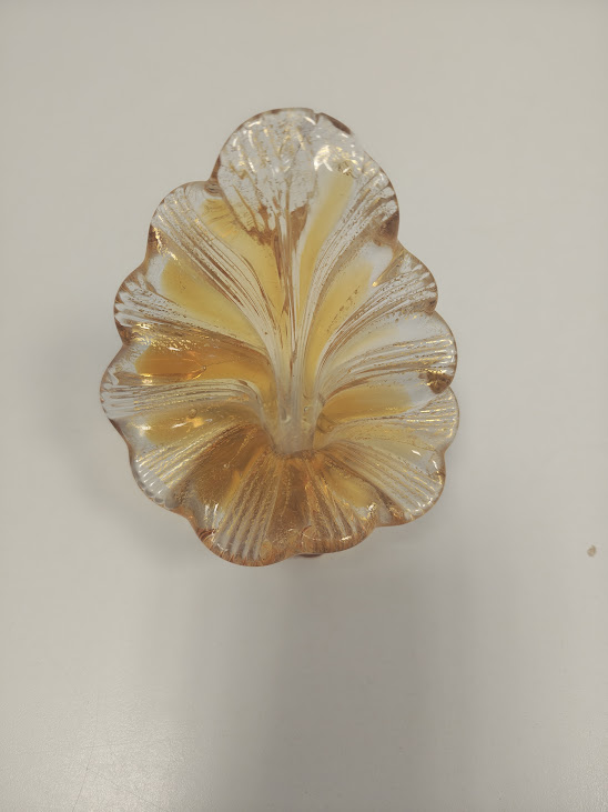Centrotavola a Forma di Foglia in Vetro di Murano Vintage Anni 50