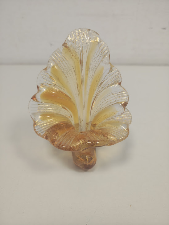 Centrotavola a Forma di Foglia in Vetro di Murano Vintage Anni 50