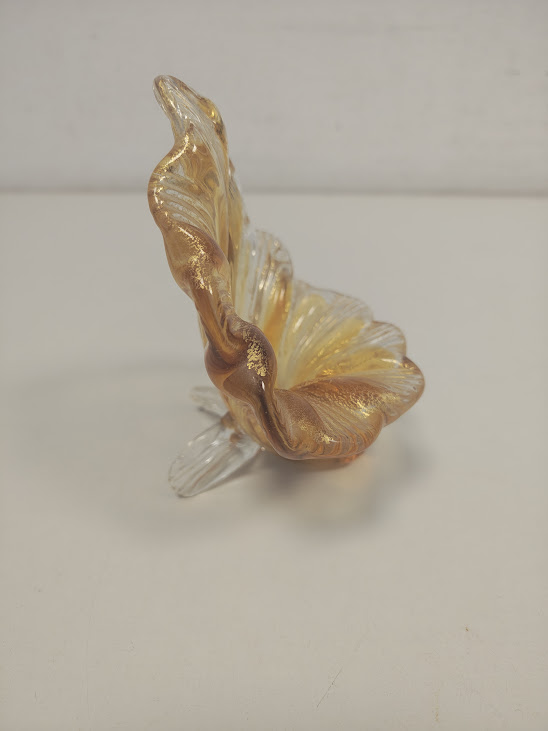 Centrotavola a Forma di Foglia in Vetro di Murano Vintage Anni 50