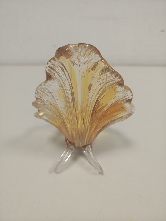 Centrotavola a Forma di Foglia in Vetro di Murano Vintage Anni 50