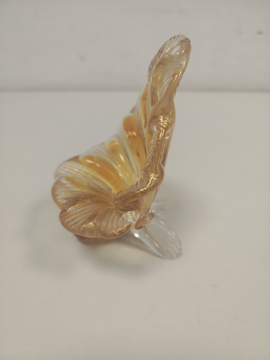 Centrotavola a Forma di Foglia in Vetro di Murano Vintage Anni 50