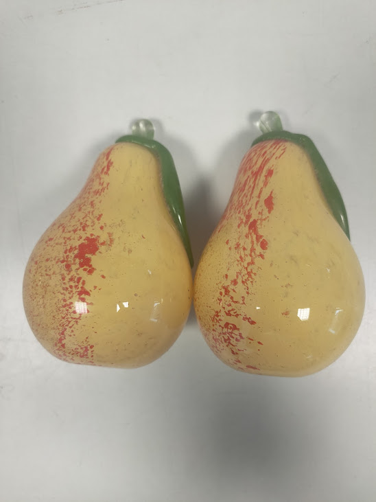 Coppie di Pere in Vetro Artistico Soffiato a Mano Vintage Anni 60-70