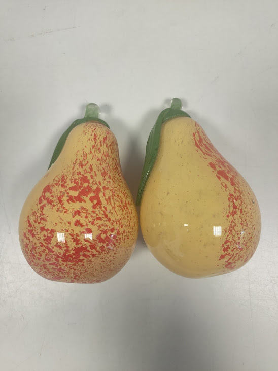 Coppie di Pere in Vetro Artistico Soffiato a Mano Vintage Anni 60-70
