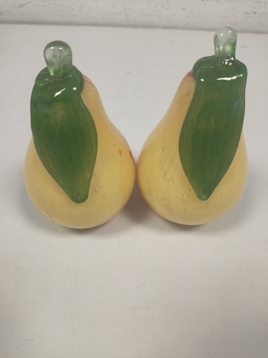 Coppie di Pere in Vetro Artistico Soffiato a Mano Vintage Anni 60-70