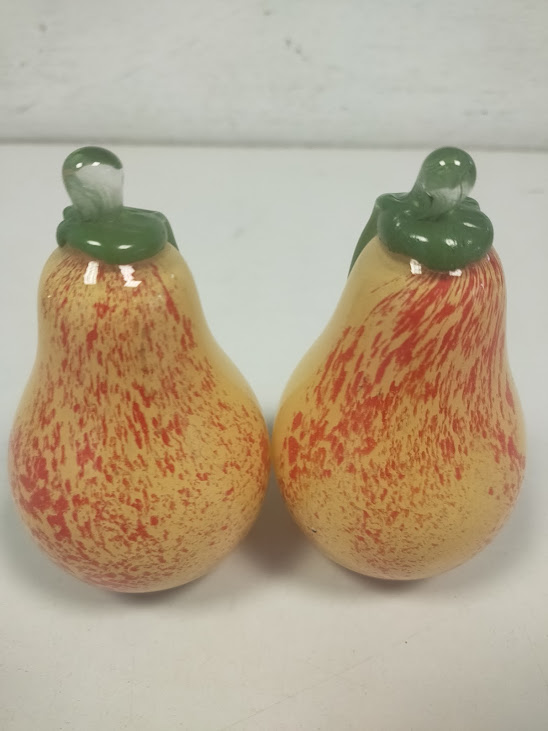 Coppie di Pere in Vetro Artistico Soffiato a Mano Vintage Anni 60-70