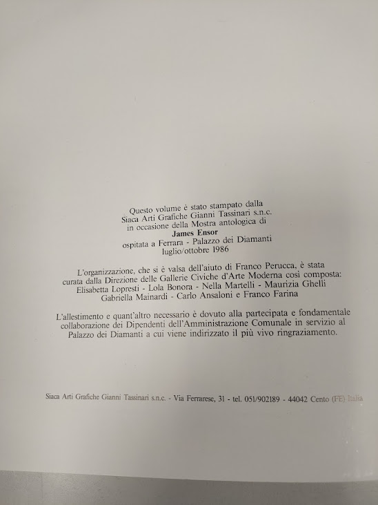 Libro J. Ensor Palazzo Massari 1986