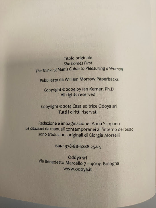 Libro Lei Viene Prima Guida al Piacere Femminile 2014