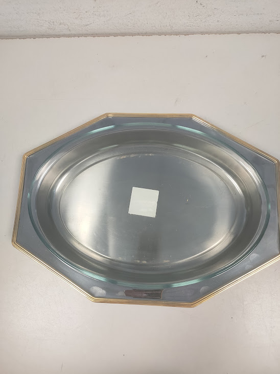 Piatto da Portata con Coperchio Realizzato in Acciaio Inossidabile Anni '80