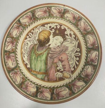 Piatto in Ceramica Artistica Graffita di Franco Mazza Vintage Anni '80