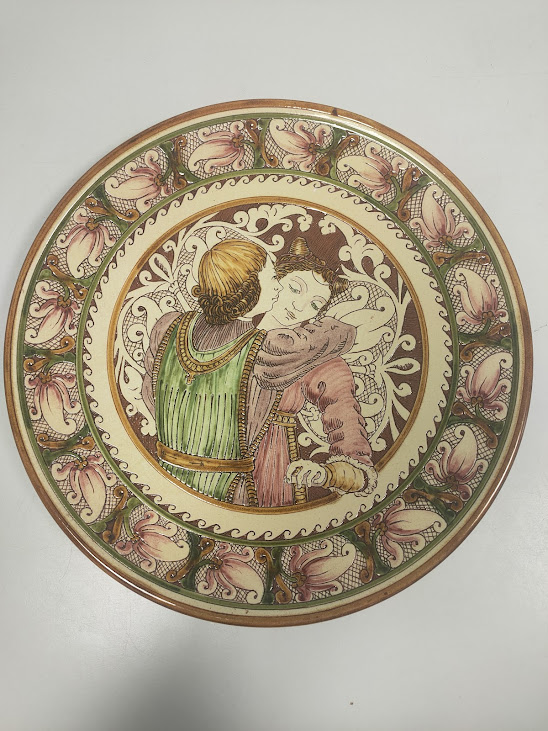Piatto in Ceramica Artistica Graffita di Franco Mazza Vintage Anni '80