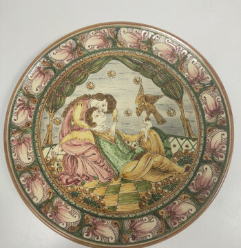 Piatto in Ceramica Artistica Graffita di Franco Mazza Vintage Anni '80