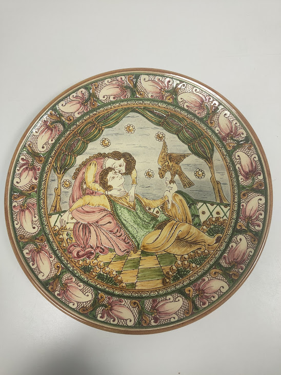 Piatto in Ceramica Artistica Graffita di Franco Mazza Vintage Anni '80