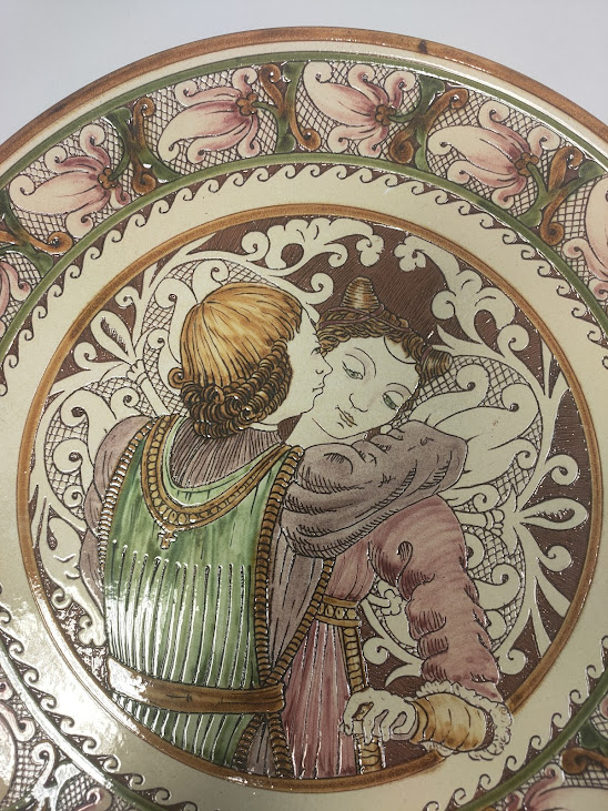 Piatto in Ceramica Artistica Graffita di Franco Mazza Vintage Anni '80