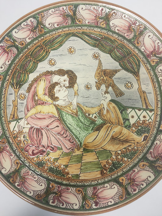 Piatto in Ceramica Artistica Graffita di Franco Mazza Vintage Anni '80