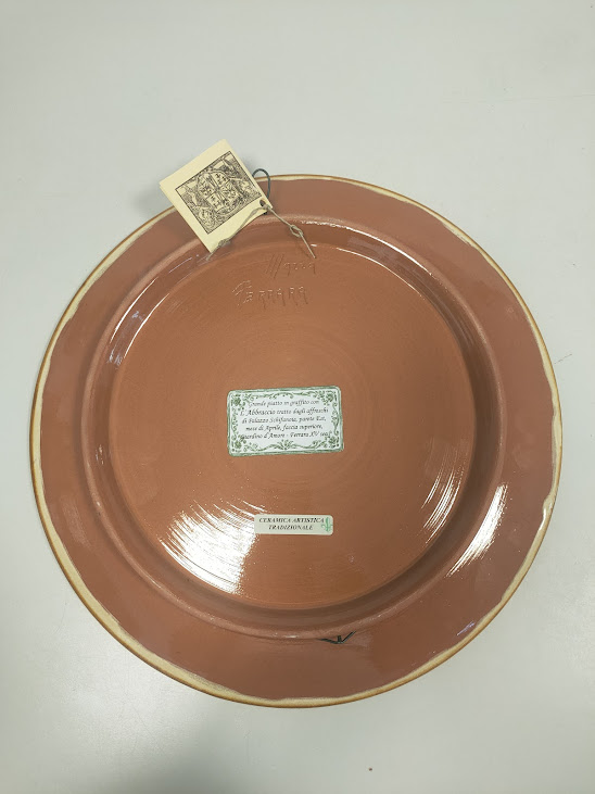 Piatto in Ceramica Artistica Graffita di Franco Mazza Vintage Anni '80