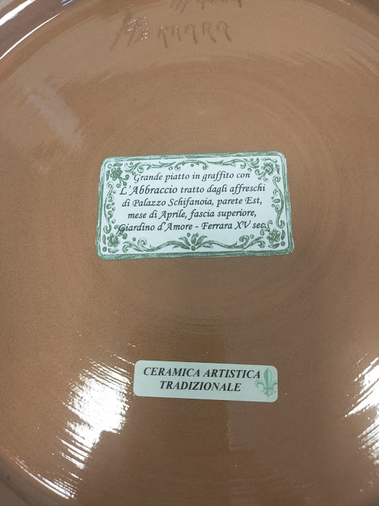 Piatto in Ceramica Artistica Graffita di Franco Mazza Vintage Anni '80