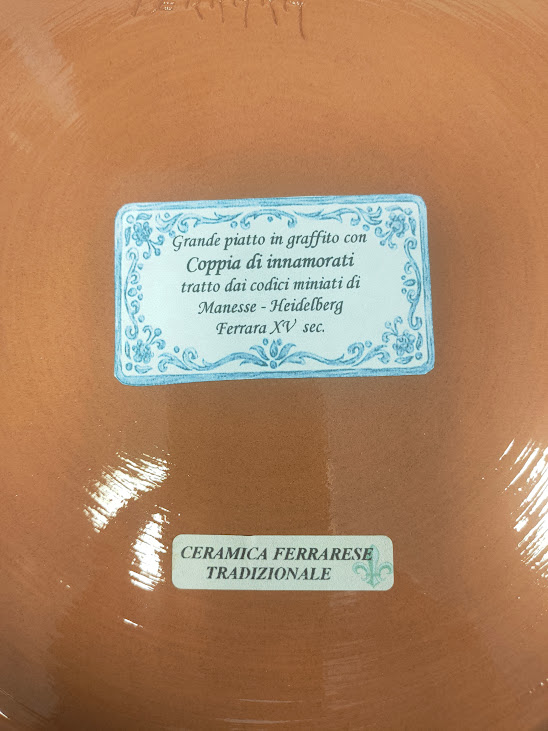 Piatto in Ceramica Artistica Graffita di Franco Mazza Vintage Anni '80
