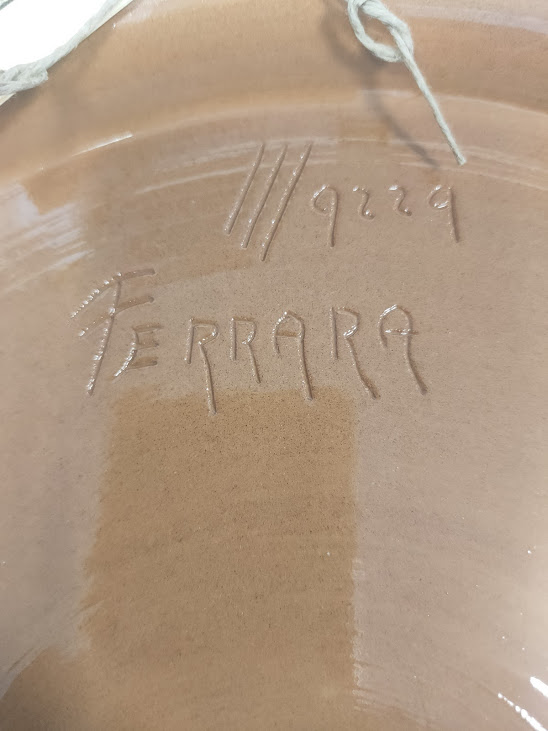 Piatto in Ceramica Artistica Graffita di Franco Mazza Vintage Anni '80