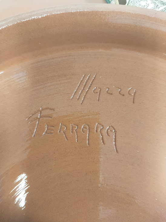 Piatto in Ceramica Artistica Graffita di Franco Mazza Vintage Anni '80