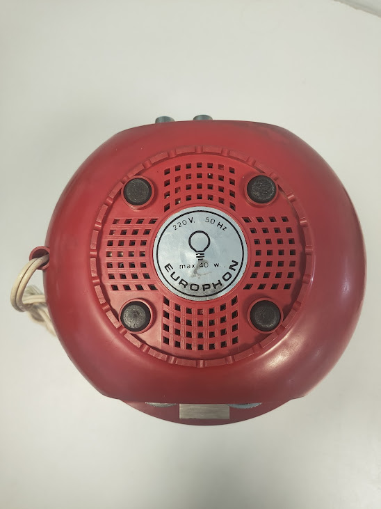 Radio Lampada da Tavolo "Europhon" di Colore Bianco/Rosso Vintage 1968