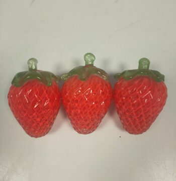 Set di Fragole Decorative in Vetro Soffiato o Cristallo Artificiale Anni 60-70