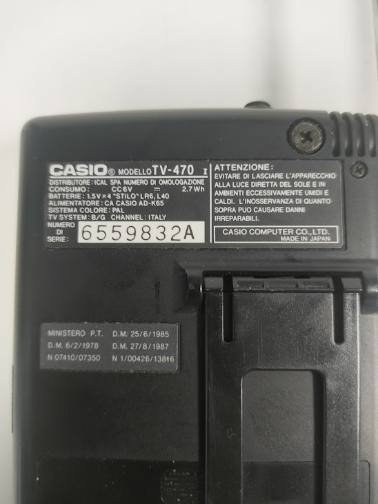 Televisore Portatile Casio TV-470 Vintage degli Anni '90