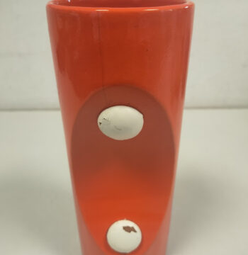 Vaso di Ceramica Smaltata di Colore Arancione in Stile "Space Age" Anni 70