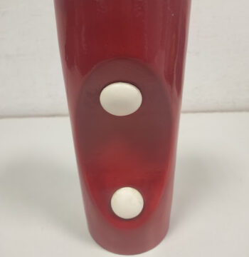 Vaso di Ceramica Smaltata di Colore Rosso in Stile "Space Age" Anni 70