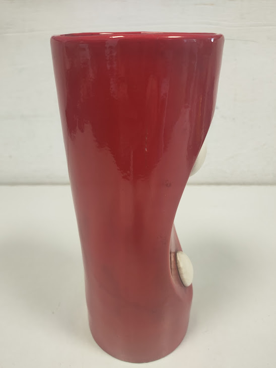 Vaso di Ceramica Smaltata di Colore Rosso in Stile "Space Age" Anni 70
