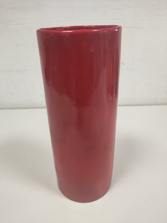 Vaso di Ceramica Smaltata di Colore Rosso in Stile "Space Age" Anni 70