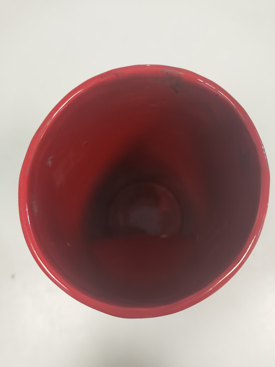 Vaso di Ceramica Smaltata di Colore Rosso in Stile "Space Age" Anni 70