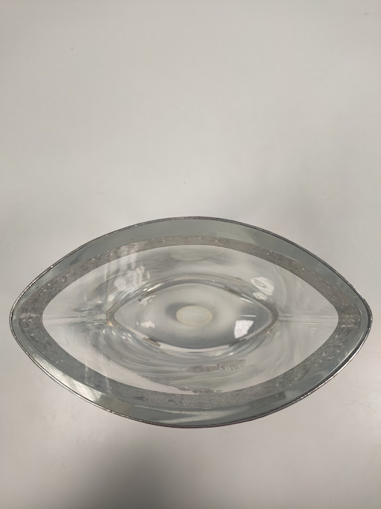 Vaso in Vetro e Metallo Argentato con decorazioni Floreali Vintage Anni '60