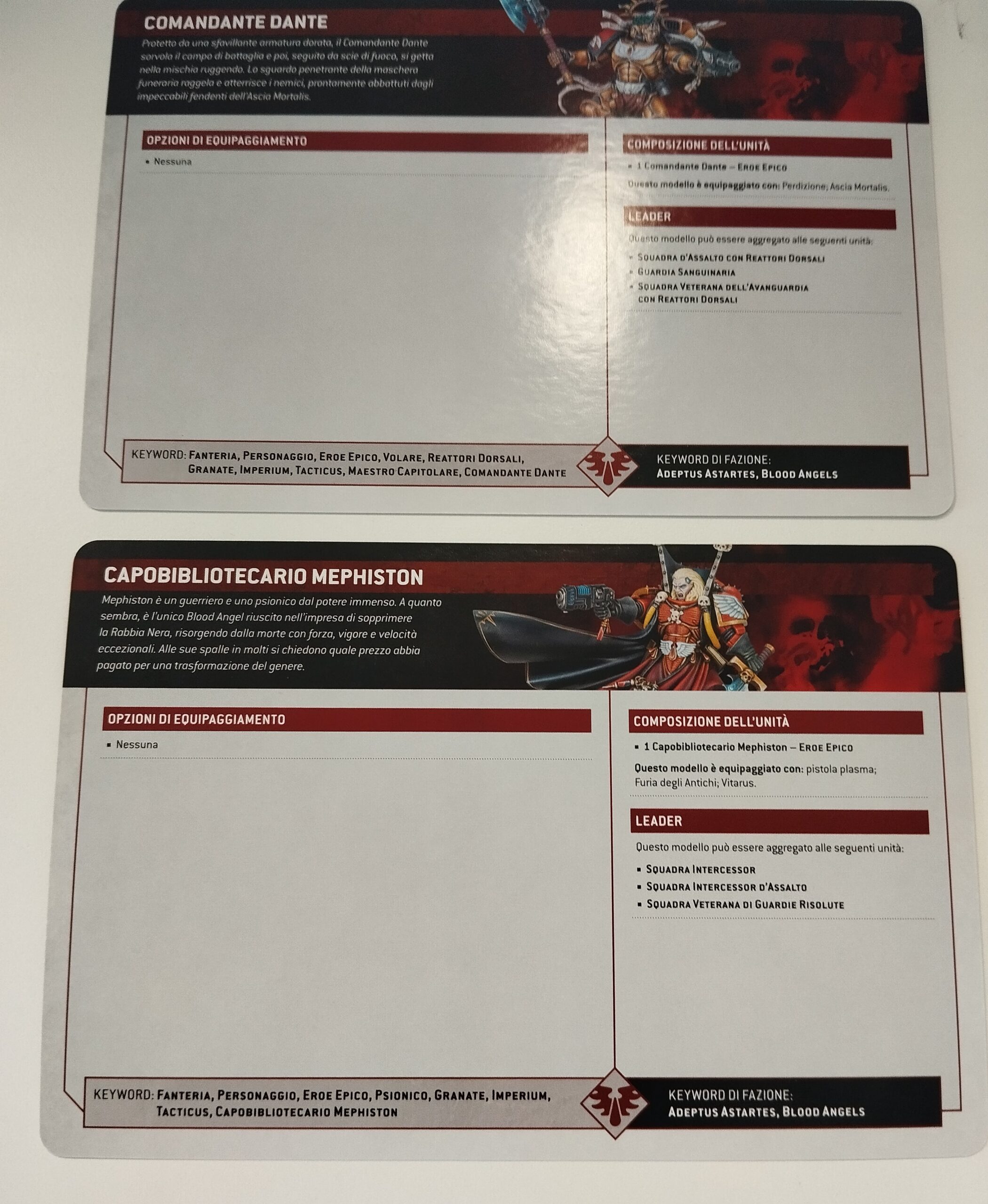 Carte Warhammer 40K Blood Angels
