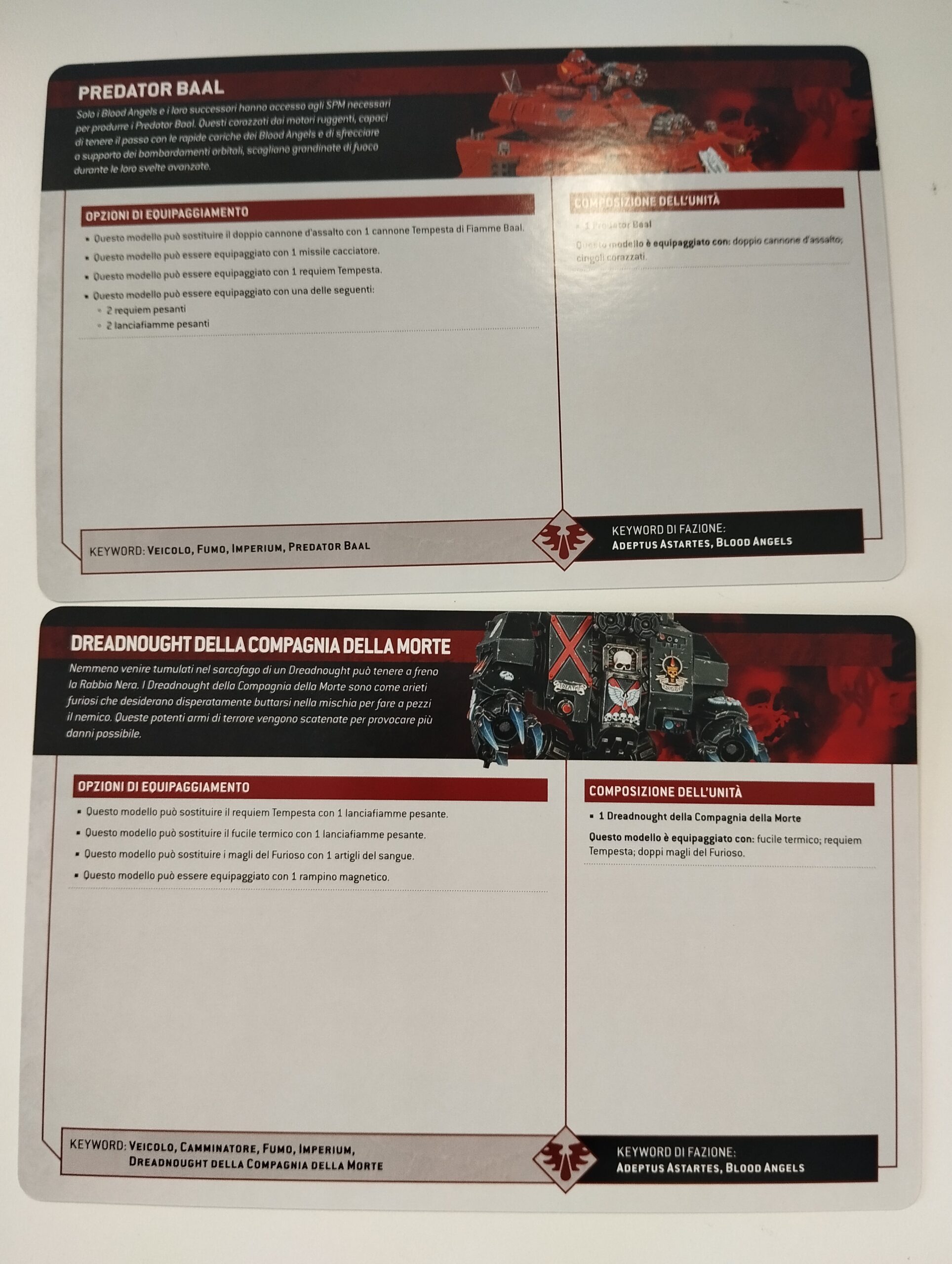Carte Warhammer 40K Blood Angels