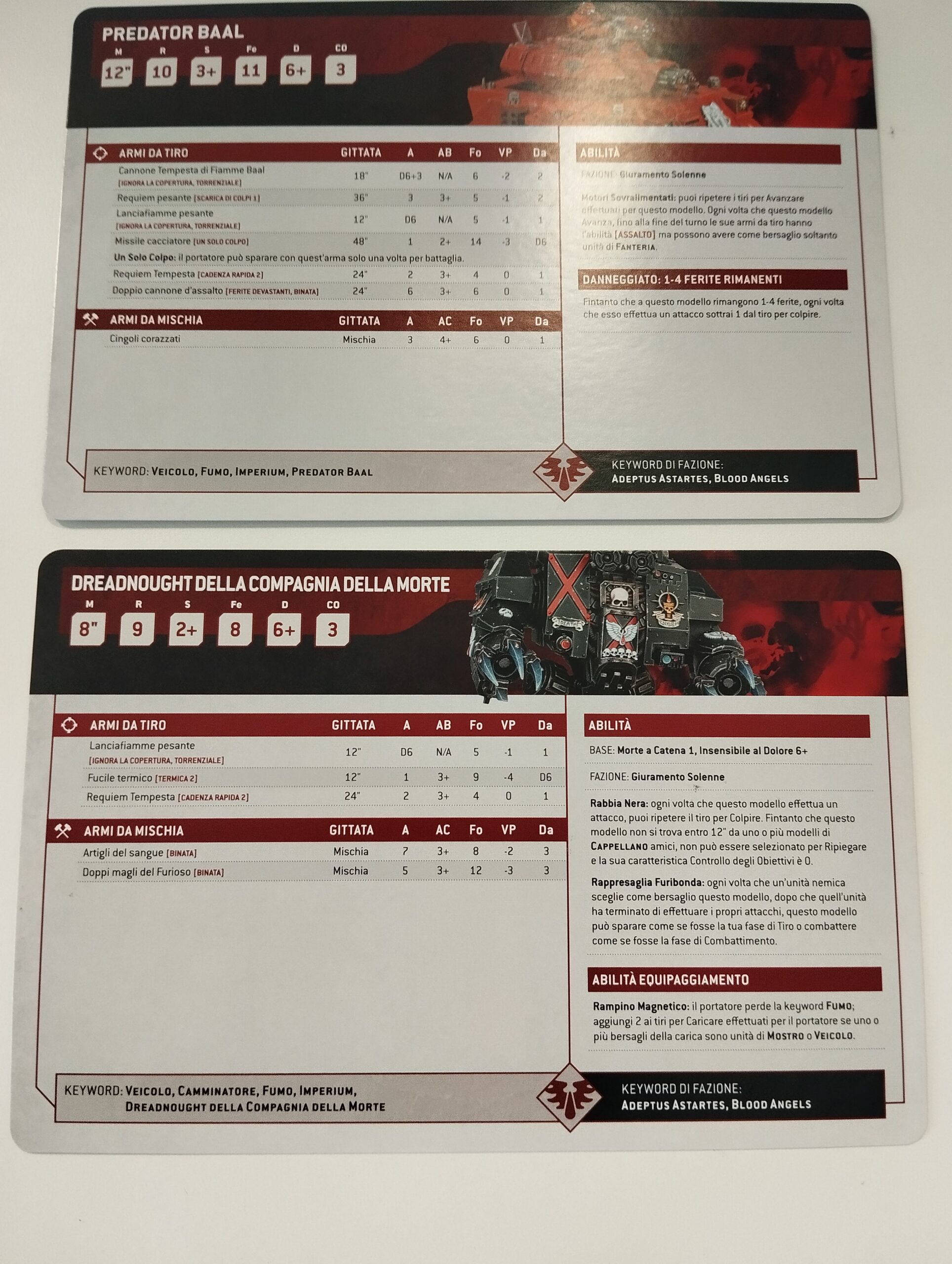 Carte Warhammer 40K Blood Angels