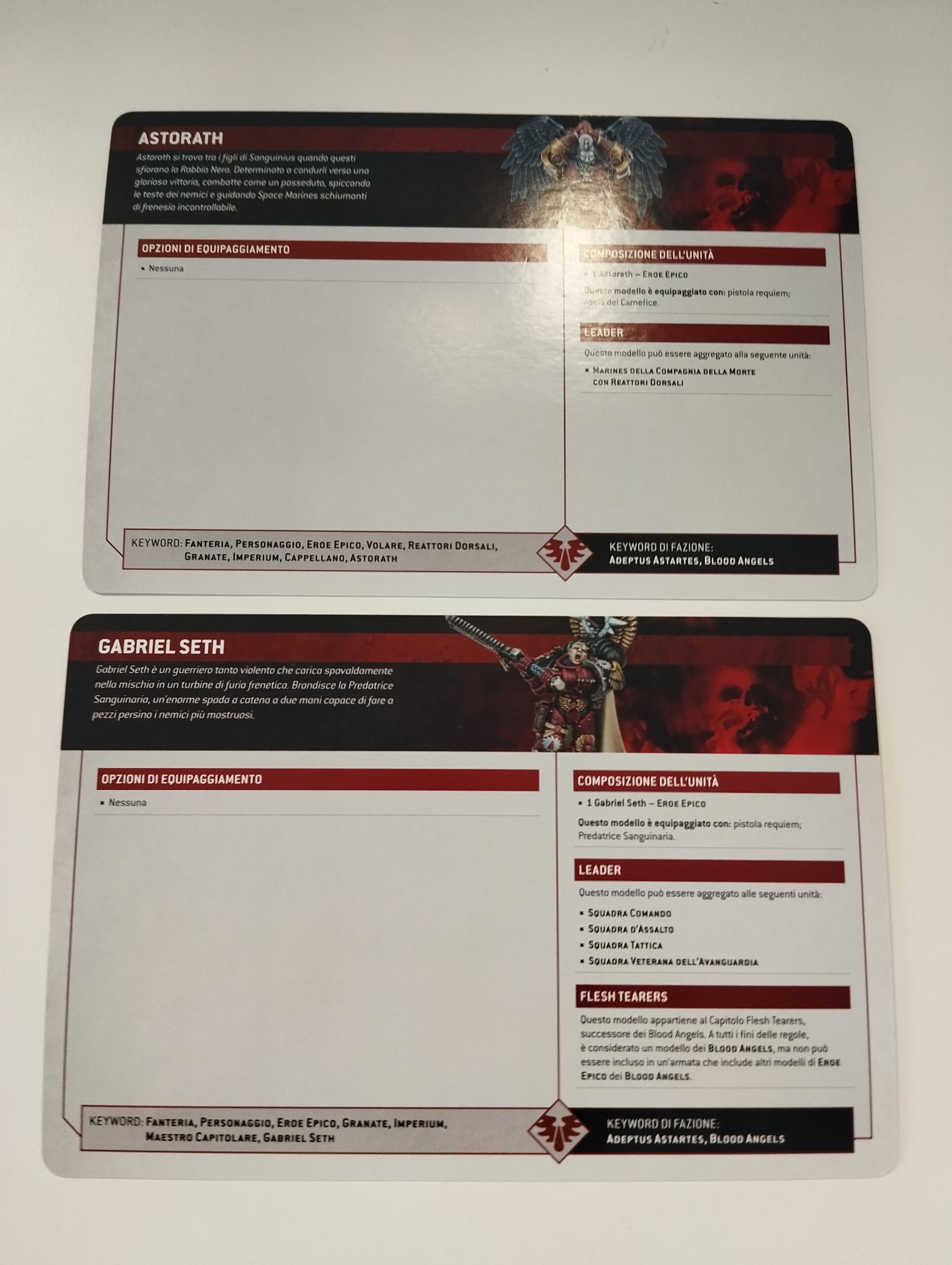 Carte Warhammer 40K Blood Angels