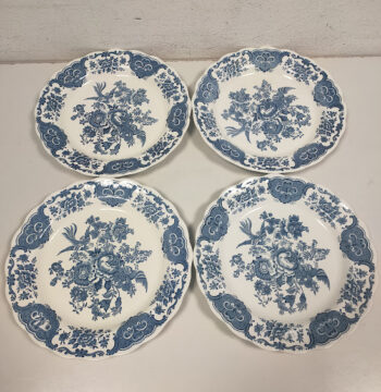 Set 4 Piatti in Ceramica Inglese Decorati con Motivo Windsor Anni '80