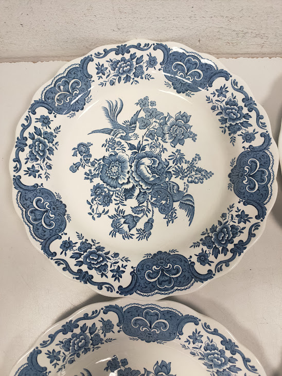 Set 4 Piatti in Ceramica Inglese Decorati con Motivo Windsor Anni '80