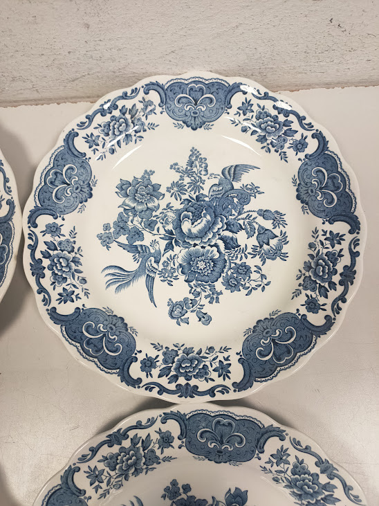 Set 4 Piatti in Ceramica Inglese Decorati con Motivo Windsor Anni '80