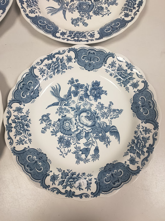 Set 4 Piatti in Ceramica Inglese Decorati con Motivo Windsor Anni '80