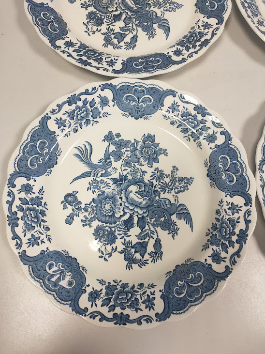 Set 4 Piatti in Ceramica Inglese Decorati con Motivo Windsor Anni '80