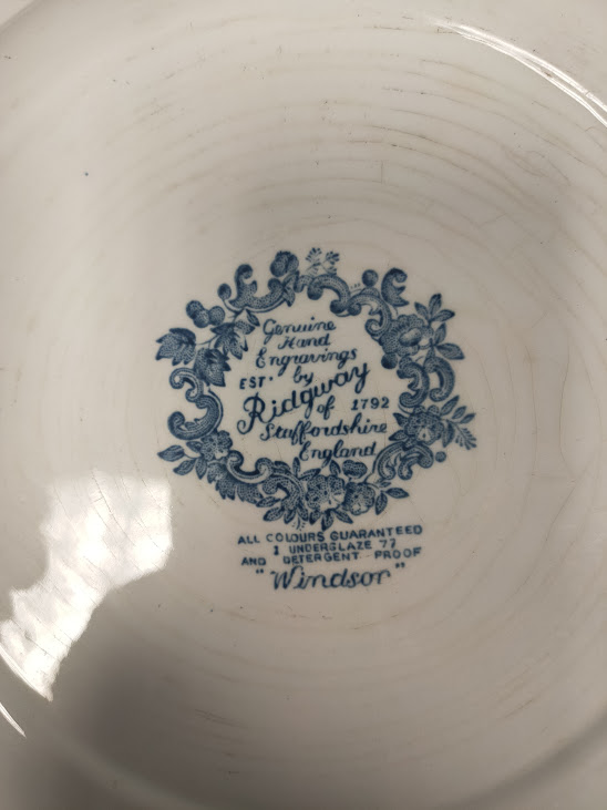 Set 4 Piatti in Ceramica Inglese Decorati con Motivo Windsor Anni '80