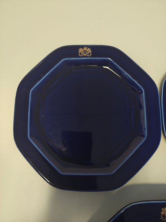 Set 5 Piatti Ottagonali Color Blu Navy Marcati Rothmans Vintage Anni '80