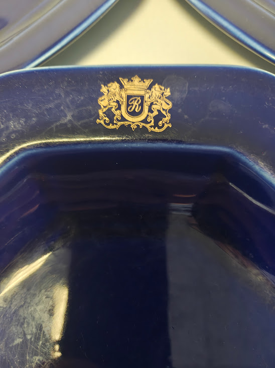 Set 5 Piatti Ottagonali Color Blu Navy Marcati Rothmans Vintage Anni '80