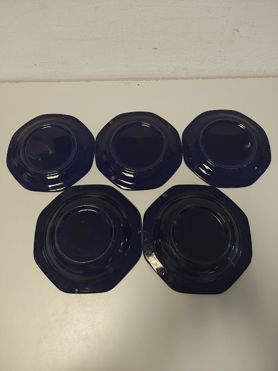 Set 5 Piatti Ottagonali Color Blu Navy Marcati Rothmans Vintage Anni '80