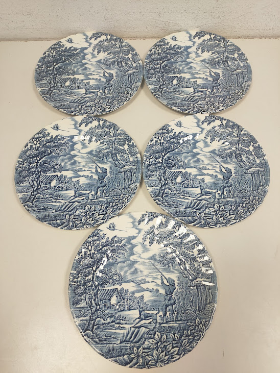 Set 5 Piatti in Ceramica del Modello "The Hunter" Vintage Anni '80