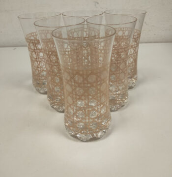 Set 6 Bicchieri da Long Drink Italiano in Vetro Vintage Anni '70