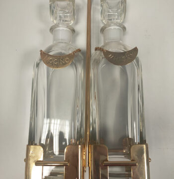 Tantalo Porta Bottiglie di Liquore in Silver Plated con Bottiglie in Cristallo
