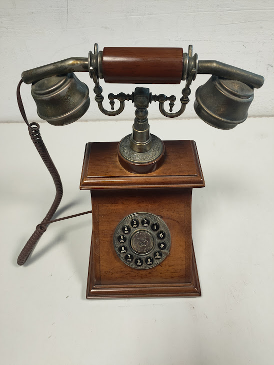 Riproduzione Telefono Fisso in Stile Vintage/Retrò in Legno Massello