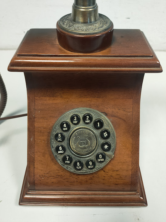 Riproduzione Telefono Fisso in Stile Vintage/Retrò in Legno Massello